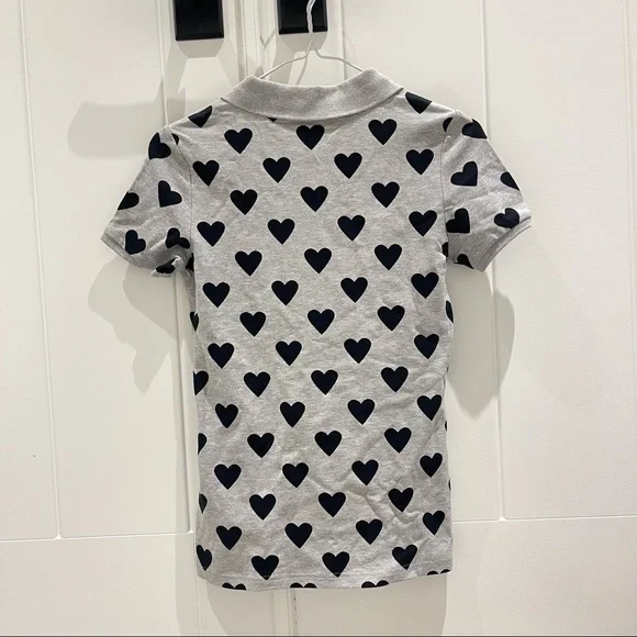 Burberry Women’s Heart Print Stretch Cotton Piqué Polo Shirt in Gray (XS) - Picture 6 of 8